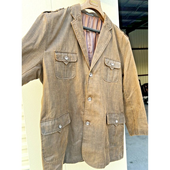 INSERCH Limited Edition Men's Brown Faux Leather Blazer Jacket Size 4XL - Picture 7 of 12